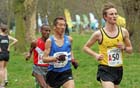 Jack Martin (Stockport Harriers) leads Serod Batochir (Morpeth Harriers) in the Northern 12 Stage Relay.